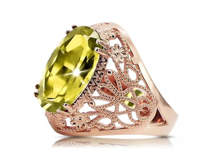 Vintage Jewlery Ring Yellow Peridot Original Vintage 14K Rose Gold vrc074r